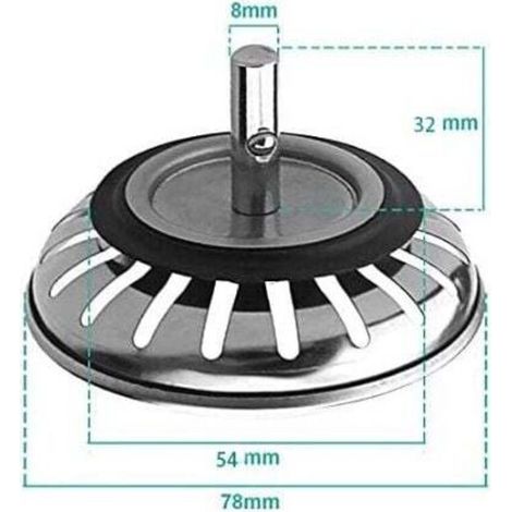 Panier amovible diamètre de l'acier inoxydable 78 mm accessoires pour évier de cuisine mise à l'eau fermeture de parapluie couvercle de lavabo (1/3)