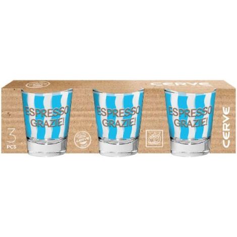 Set 3 Bicchieri Tazzine in Vetro Caffè Bell'Italia Cerve