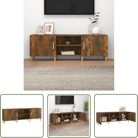 The Living Store Meuble TV Chêne fumé 150x30x50 cm Bois d'ingénierie - Meubles Tv - Meuble Tv - Support Tv - Unité Tv - Meuble En Bois (1/5)