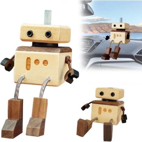 Figurine d'arôme Bois de Voiture, Parfum Voiture Bonhomme en Bois Oscillant, Figurine Amusante en Bo-is pour Voit-ure, Figur-ine d'homme en Bo-is Secoué, Figur-ine d'homme Vacillant pour Voit-ure (1/5)