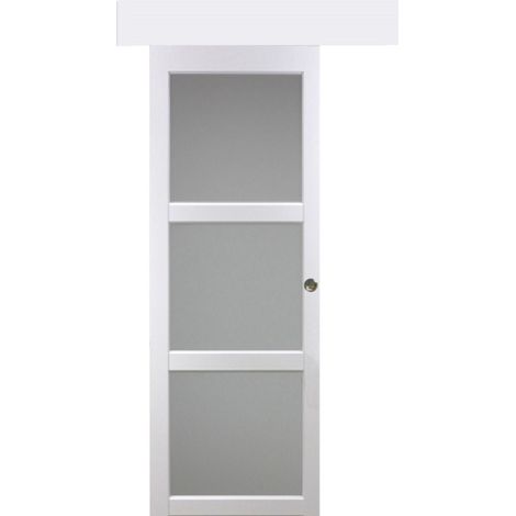 Porta scorrevole Depoli 'Kenya' bianca a 3 ante 204X83 con binario in alluminio bianco + scocche (1/3)