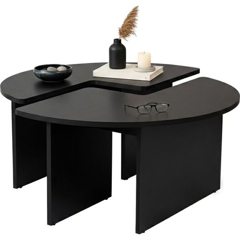 Dmora - Wohnzimmertisch Codroipo, Niedriger Wohnzimmertisch, Kaffeeregal, Couchtisch für Sofa, 90x90 h41 cm, Schwarz