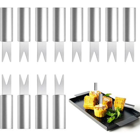 Fourchette À Maïs - En Acier Inoxydable - Pour Barbecue Pique-Nique Camping Cuisine Maison - Lot De 10 (1/5)