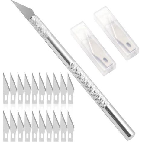 Taglierina di precisione - Qualità professionale - 20 lame sostituibili - Alluminio antiscivolo - Leggera e portatile, pesa solo 12 grammi (1/4)