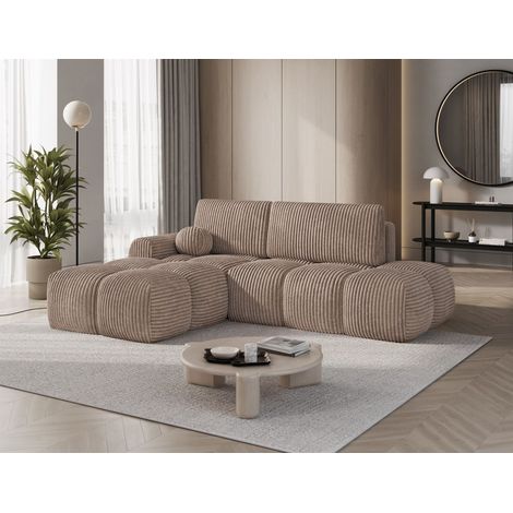 Ecksofa mit Schlaffunktion Sofa PLAY Stoff Tilia Hellbraun Ottomane Links (1/5)