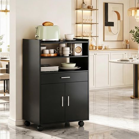 Buffet coloris noir en MDF 59 x 40 x 92 cm (1/5)