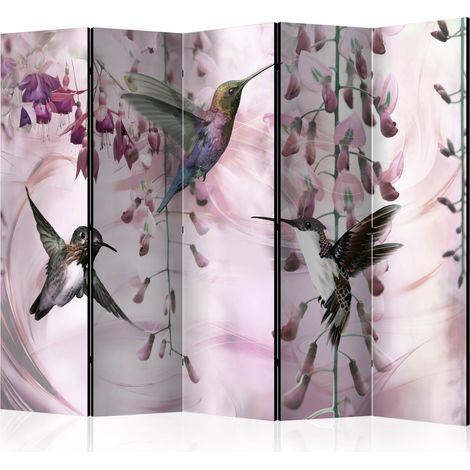 Paravento - Flying Hummingbirds (Pink) II [Room Dividers] - 225x172 (1/4)