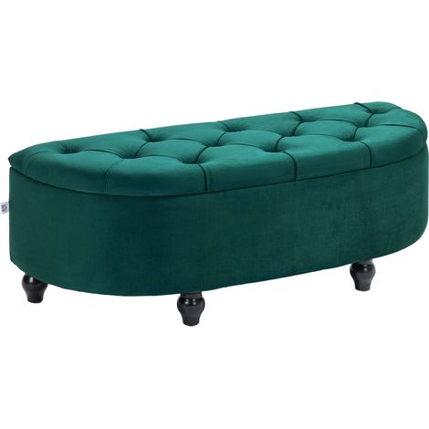 Panca contenitore imbottita in poliestere effetto velluto verde scuro 120 x 46 x 42 cm MODENUIT (1/4)