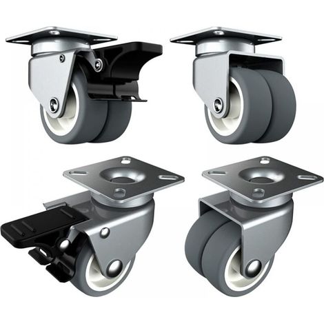 Roulette Pour Meubles - 50 mm - Charge Max 100 kg Par Roulette - Pivotante 360° Avec Frein De Sécurité - Lot De 4 (2 Avec Frein Et 2 Sans)