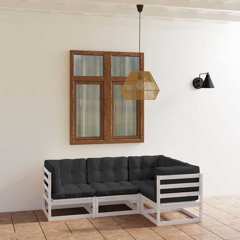 Salon de jardin 4 pcs Ensemble Table et Chaise de Jardin - avec coussins Bois de pin massif BV676730 - BonneVie (1/5)