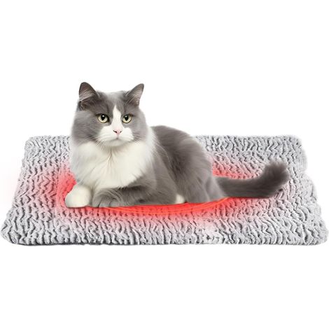 1 Couverture auto-chauffante, 60x80 cm, Gris, Tapis thermique, Pour chat et chien, Intérieur et voyage