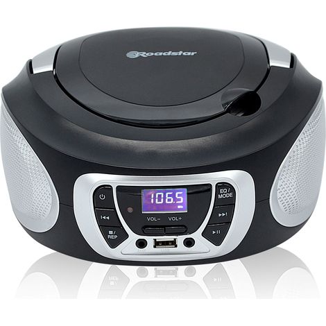 Roadstar CDR-365U/SL Radio CD Player Portátil Digital FM PLL, Reproductor CD-MP3 USB Stereo, AUX-IN Toma Auriculares  Negro/Plata (1/5)
