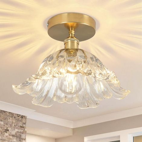 Plafonnier moderne en verre LED, lampe de plafond design pour couloir cuisine balcon salon, éclairage intérieur élégant et contemporain (1/5)