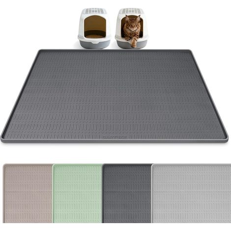 Silicone Cat Litter Mat Extra Large Anti Splash Mat for Cats and Pets Soft Texture Waterproof Non-Slip Keep Floor Clean (Dark Grey, 119x35cm) (1/5)