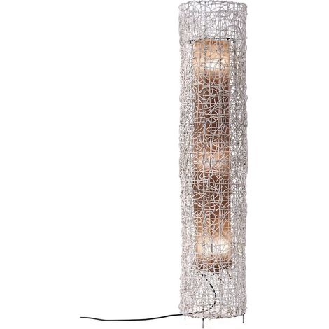 Lampe sur pied en rotin décapé ambiance chaleureuse - Blanc rotin décapé naturel (1/3)