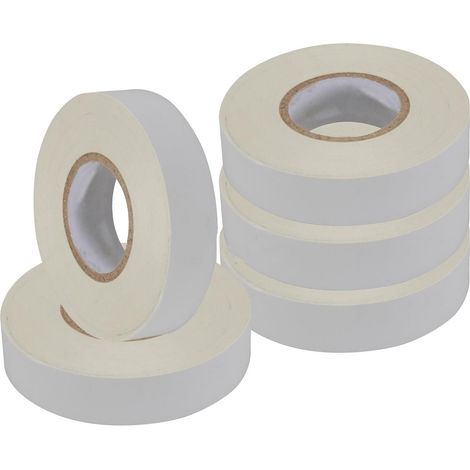 Dapetz ® White Electrical Tape 18mm x 33m Flame Retardant Strong Self-Adhesive PVC Insulation Tape for Insulating, Repairing and Protecting Electrical Wires 5 Rolls (1/5)