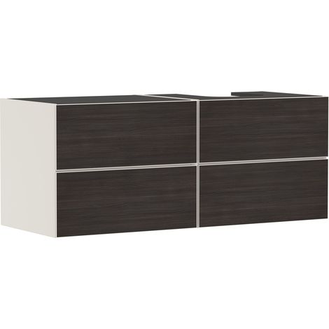Meuble sous-vasque Xevolos E 1370x555x550mm, couleur beige, intérieur marron foncé (1/2)