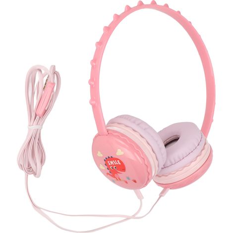 Casque enfant filaire 3.5mm stéréo, serre-tête réglable, design dinosaure mignon, casque rose pour PC et tablettes (1/5)