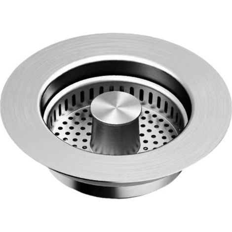 Filtre Évier - Bouchon Évier Inox - Anti-Obstruction - Fonction Triple (Filtre + Bouchon + Anneau Étanche) - Pour Trou d'Évier 3,5 Pouces - 1 Pièce (1/5)