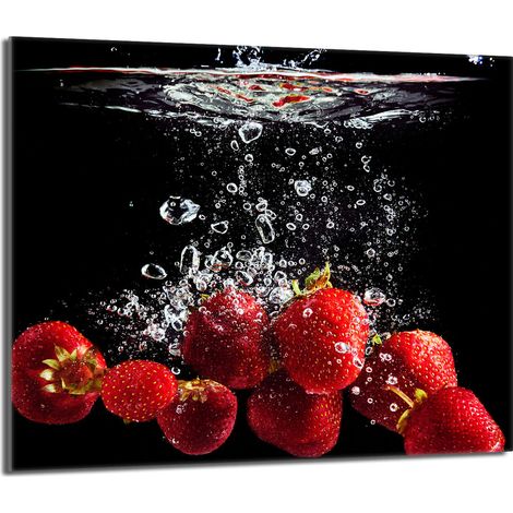 Glas-Herdplattenschutz 60x52 Erdbeeren