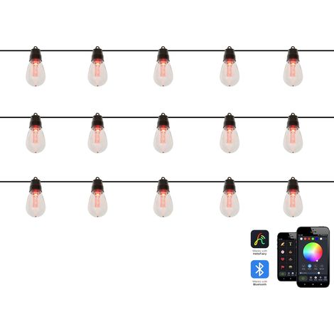 Catena luminosa LED con 15 luci che cambiano colore controllate da app 1150 cm con telecomando multicolore Itilleq