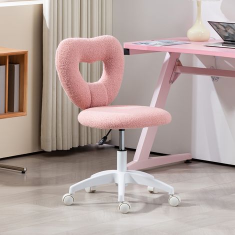 Sedia da scrivania, sedia da ufficio, schienale a forma di cuore, imbottita, rosa