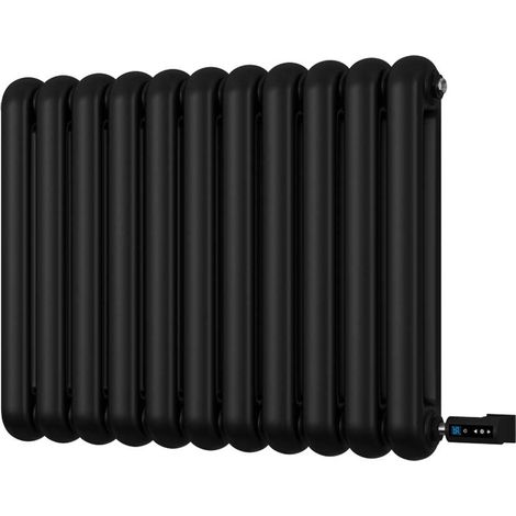 Sherwood - Black Round Top Column Electric Radiator H600mm x W785mm 2 Column 600w Thermostatic WIFI