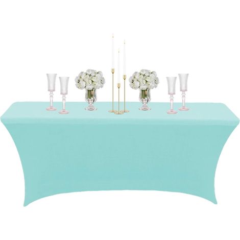 Nappe Rectangulaire Spandex Anti Tache,122cm Bleu Clair Nappe de Table Imperméables Lavable Extensible,pour Décoration Table de Terrasse,Cuisine,Mariage,Anniversaire,Fêtes,Halloween,Pique-niques (1/5)