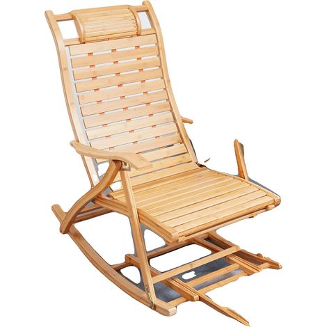 Fauteuil à bascule, accoudoirs réglables, design pliable, Couleur du bois (1/2)