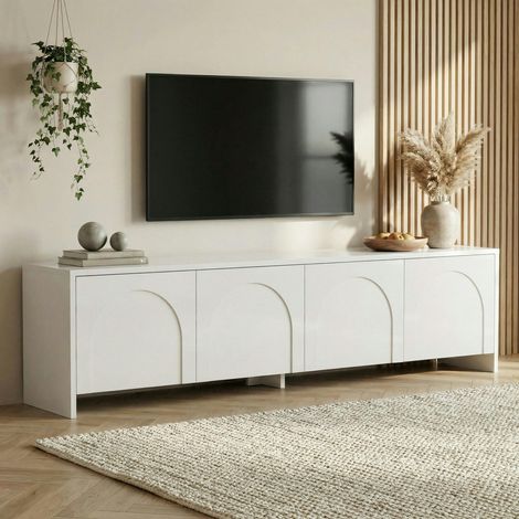 Meuble TV blanc 4 portes motif arches MARFA (1/5)