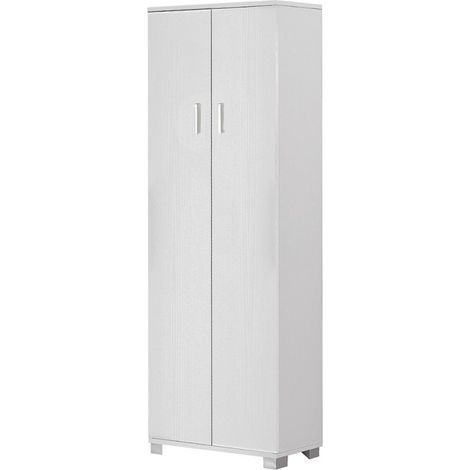 Mehrzweck-Schuhschrank mit zwei Türen und fünf Einlegeböden Ash White 62x34x H178 cm
