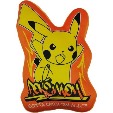 Coussin premium 3D en Velboa - POKEMON - Pikachu - 40 cm