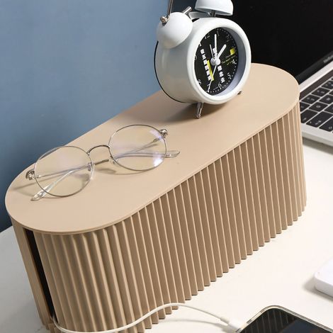 Boîte de rangement pour câbles électriques, multiprise, chargeurs, fils USB, organisateur de câbles, prise de courant, petit coffret de rangement beige clair. (1/4)