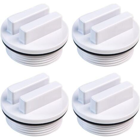 BARKBUSTERS Lot de 4 bouchons de vidange de piscine blancs , bouchons de tuyau de piscine filetés , bouchons d'étanchéité de piscine filetés , tuyau de retour de piscine pour antigel de piscine (1/4)
