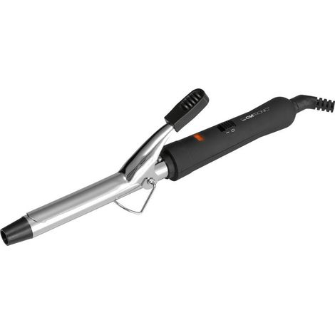 Clatronic HC 3392 Rizador de Pelo, Moldeador, Tenacilla Acero Inox., Rápido Calentamiento, Cable Giratorio 25W Negro/Plata