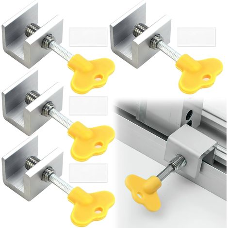 Cerradura para ventana corrediza, 4 cerraduras para ventanas corredizas, tope para puerta corrediza, cerradura de ventana ajustable - Aleación de aluminio reforzada, seguridad para sus ventanas (4 uni (1/5)