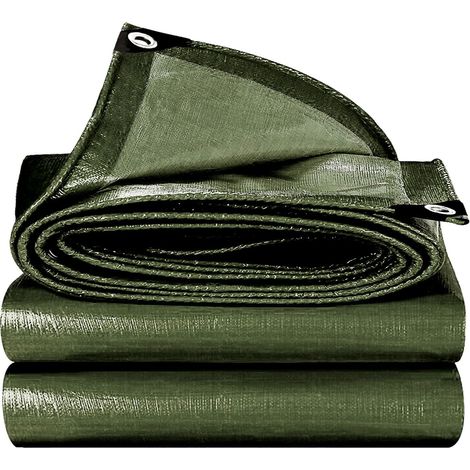 Bâche imperméable, bâche en tissu multi-usages avec œillets, bâche anti-déchirure et UV pour meubles de jardin, trampoline et voiture, vert (1/5)