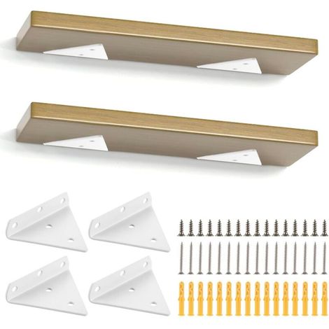 Set mit 4 weißen dreieckigen Regalträgern