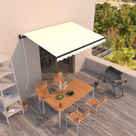 vidaXL Automatic Retractable Awning 300x250 cm Cream (313249+46833)