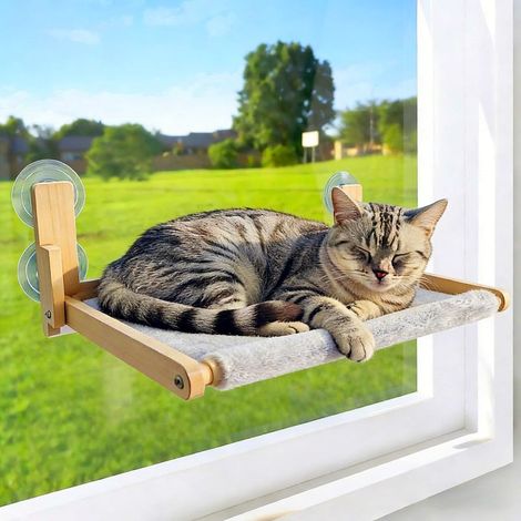 Perchoir pliable en bois naturel pour chat, hamac de 41,9 x 30,5 cm, poids maximal supporté : 15,9 kg (1/5)
