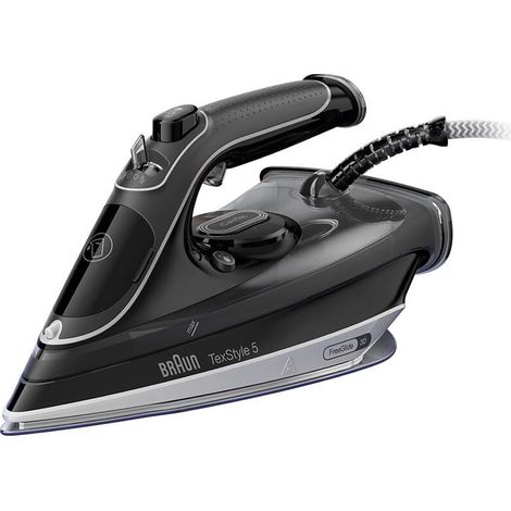 Braun TexStyle5 SI5188BK Ferro da Stiro a Vapore CON 5 ANNI DI ASSISTENZA, MODALITA' ECOMODE, Tecnologia FreeGlide 3D, Autospegnimento, Piastra EloxalPlus, Colpo Vapore 220g/min, manico aperto, Nero (1/5)
