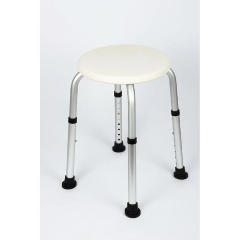Tabouret de douche réglable 35-55 cm polyéthylène blanc/argent (1/3)