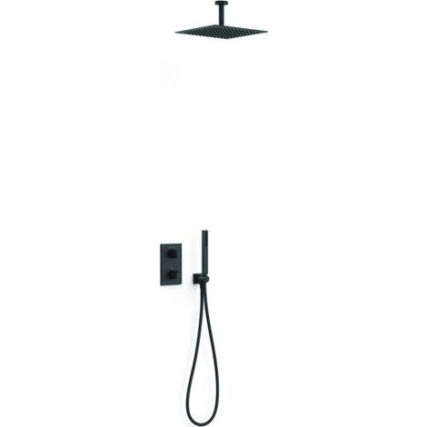 Kit robinet thermostatique encastré 2 voies pour douche Therm-box Noir mat - TRES 21135003NM