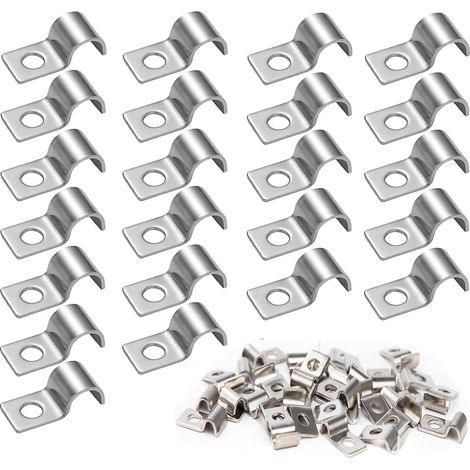 50 P-Clip Un Trou Ø 7-8 mm, Clips en Acier Inoxydable 304, Colliers de Serrage en U pour Fixation de Câbles, Tuyaux, Conduits Électriques et Industriels (1/5)