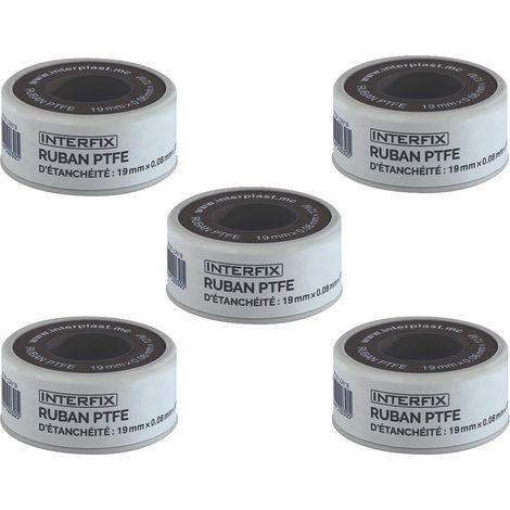 Lot de 5 rouleaux de téflon 19 mm x 12 m - Fitt