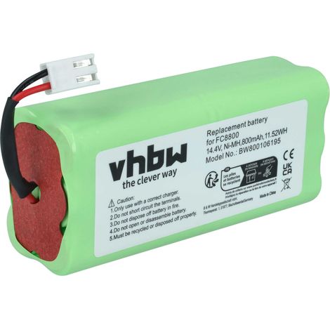 vhbw Batería compatible con Philips Easystar FC8800/01, FC8800, FC8802/01, FC8802, FC8802/02 robot limpieza (800 mAh, 14,4 V, NiMH)