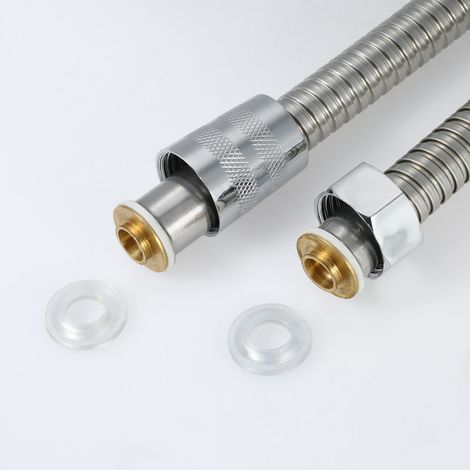 Tuyau de douche flexible de 200 cm (79 pouces) en acier inoxydable pour pommeau de douche à main. Tuyau de remplacement extra long et résistant avec raccords en laiton. (1/3)