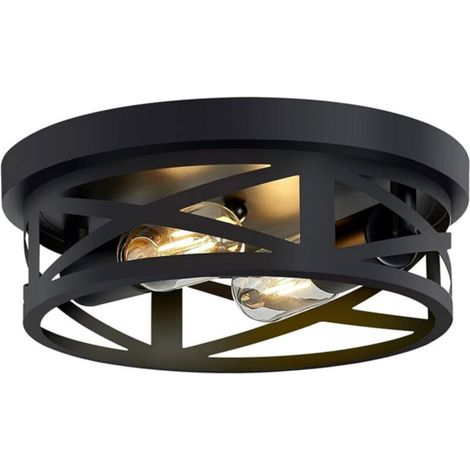 E27 Recessed Ceiling Light, 2-Light Black Hallway Light Fixture, Ceiling Light for Farmhouse, Kitchen, Hallway (1/5)
