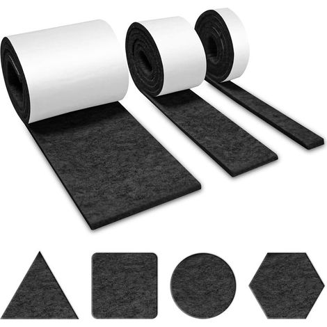 Rollos de fieltro autoadhesivos (100 cm x 10 cm, 100 cm x 5 cm, 100 cm x 2 cm), almohadillas de fieltro, almohadillas de fieltro para muebles, tira protectora autoadhesiva para muebles, almohadillas a (1/5)