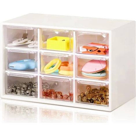 Aufbewahrungsbox mit Schubladen Passend für RISVOWO drehbarer Kunststoff-Organizer mit 9 Schubladen weiß transparent für Make-up Schmuck und (1/5)